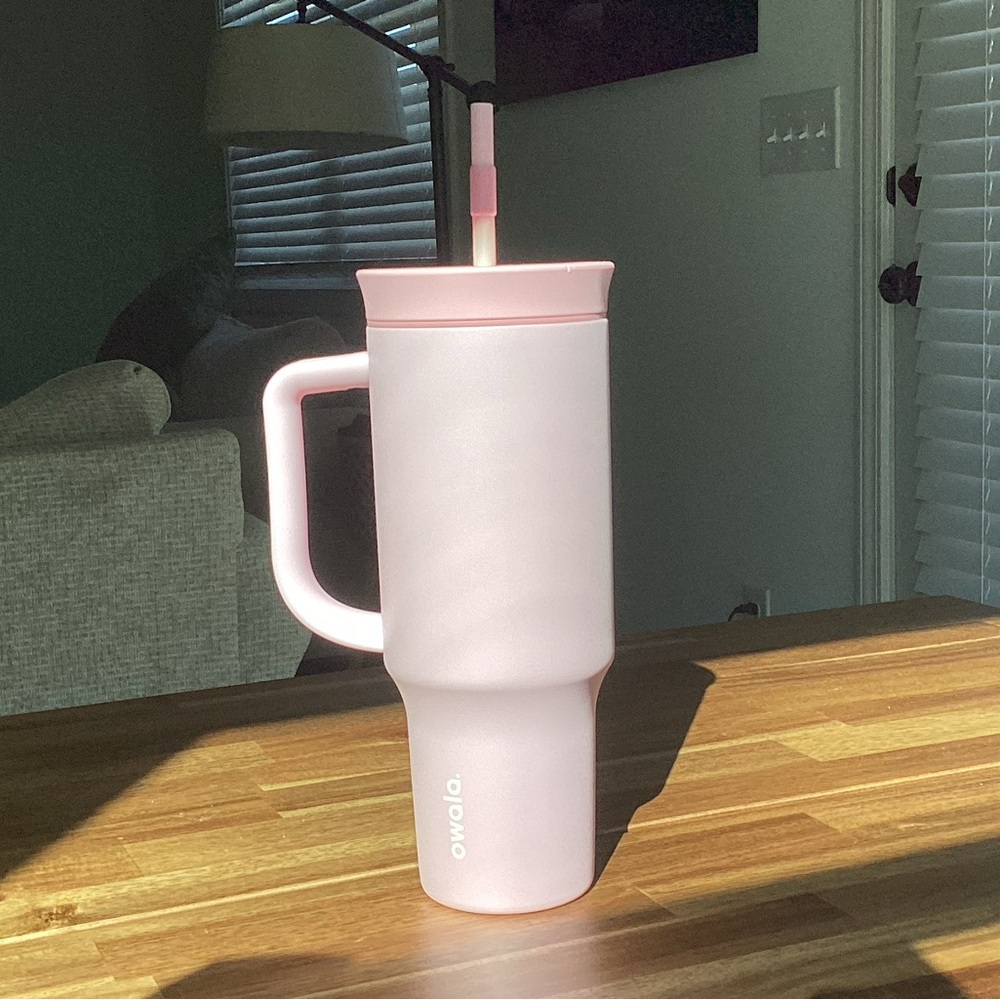 Stanley Pink Tumbler with Straw and Handle